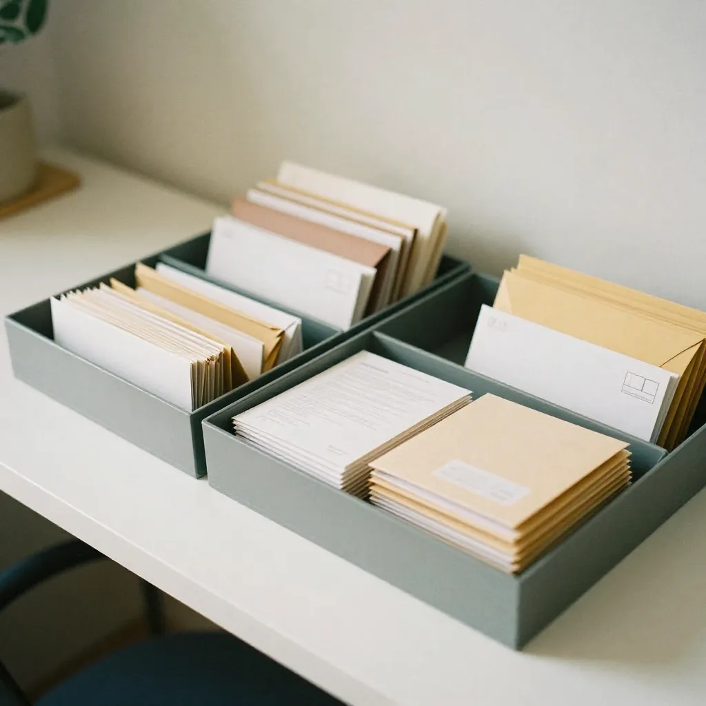 Organized mail sorting workspace